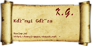 Kányi Géza névjegykártya